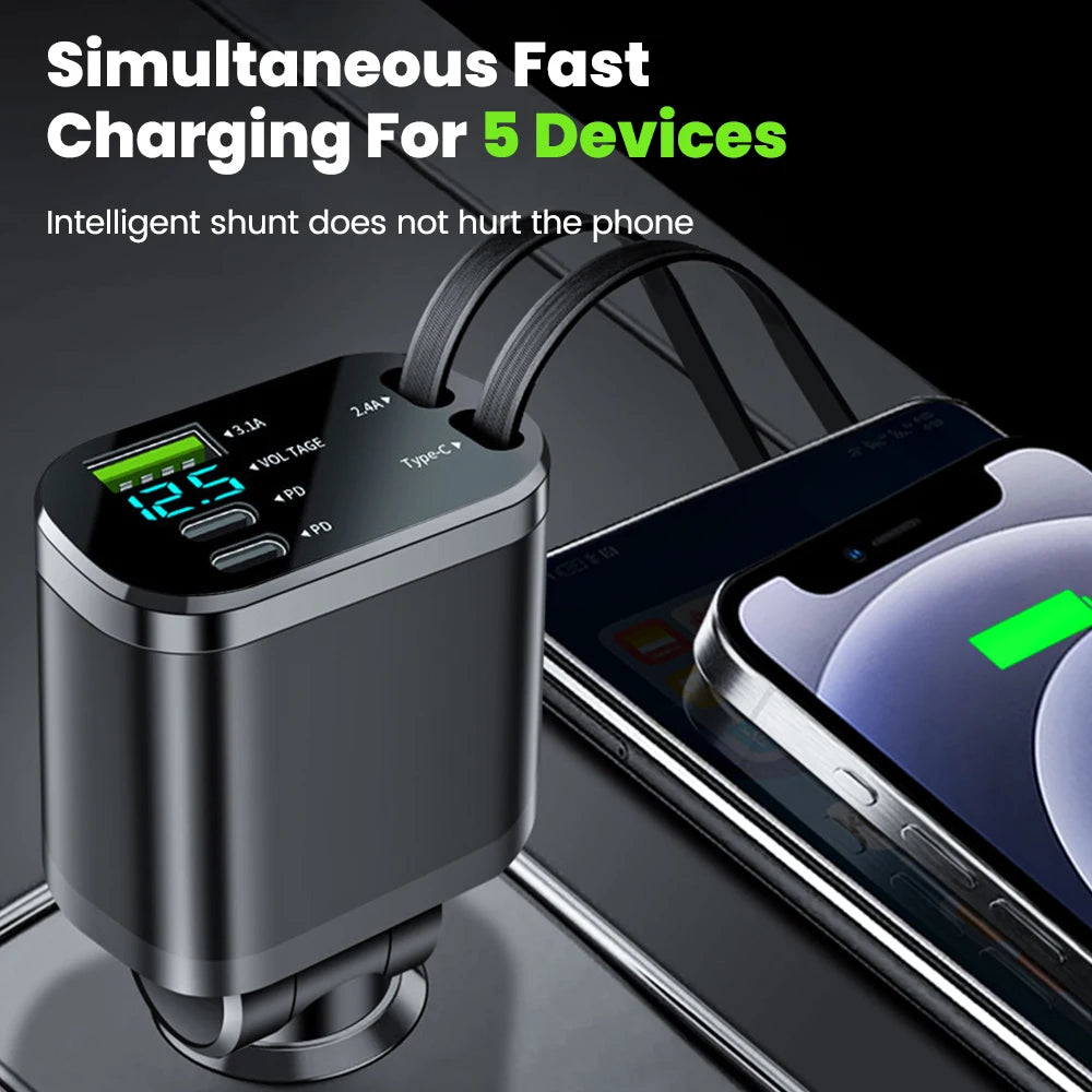 ULTTRA ChargeDrive™  Retractable Multi-Port Car Charger