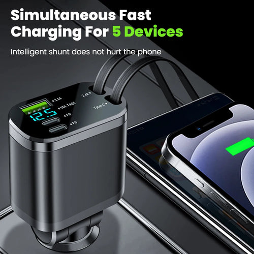 ULTTRA ChargeDrive™  Retractable Multi-Port Car Charger